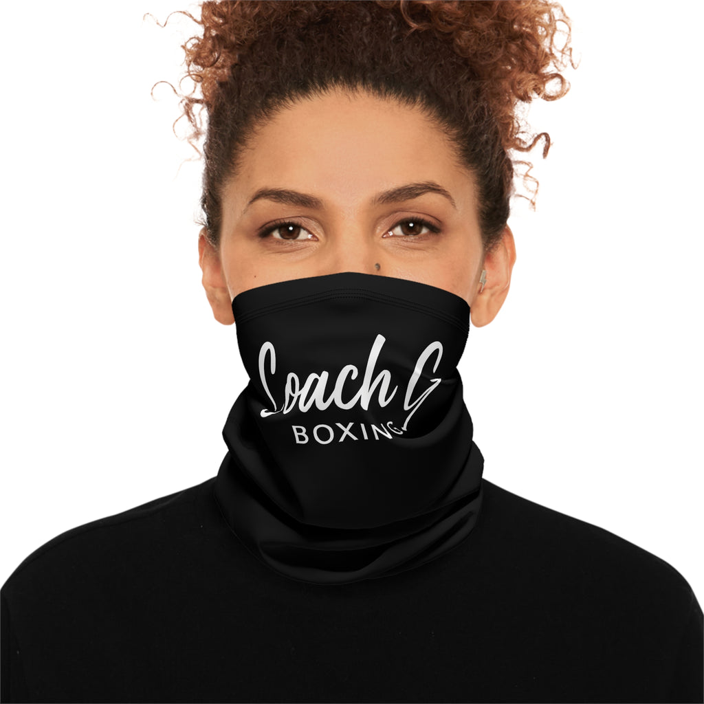 Coach G Boxing Winter Neck Gaiter with Drawstring – Black Cold-Weather Face Mask & Scarf